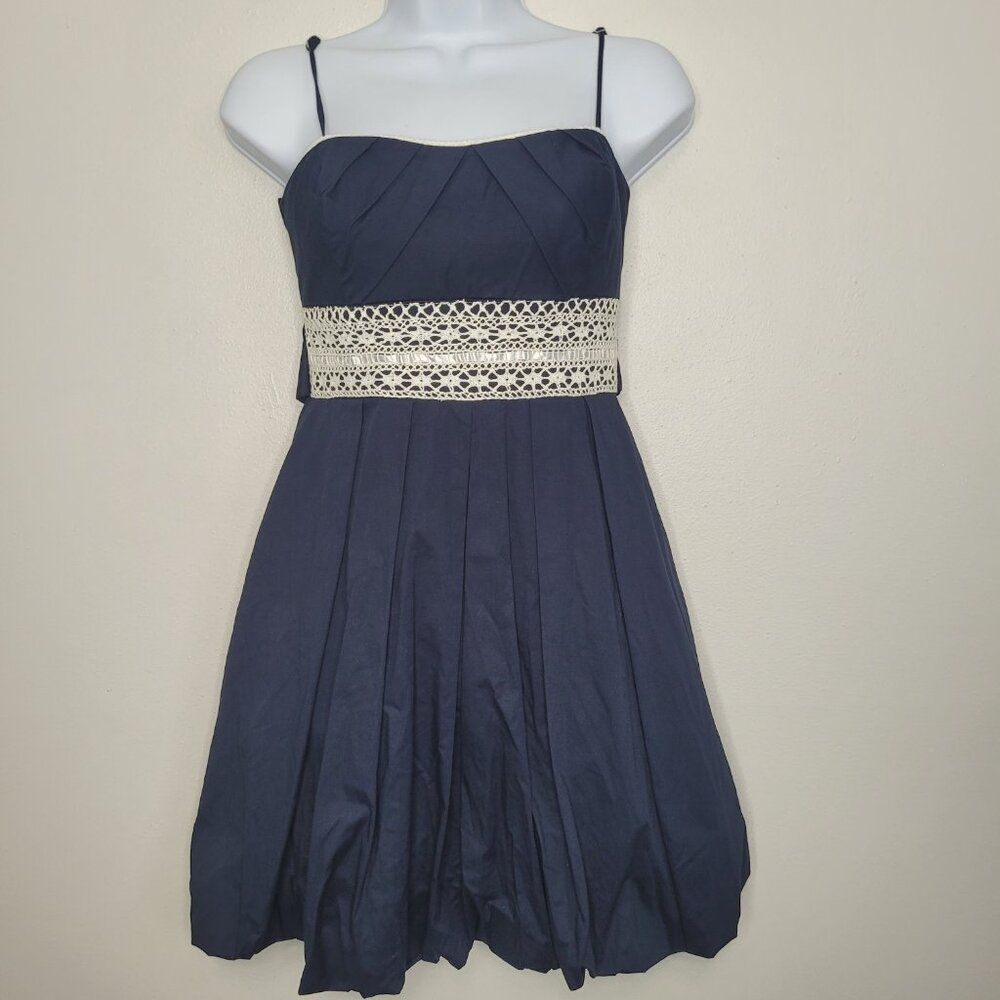 Speechless navy white bubble hem cottage cute short minimalist dress size 5